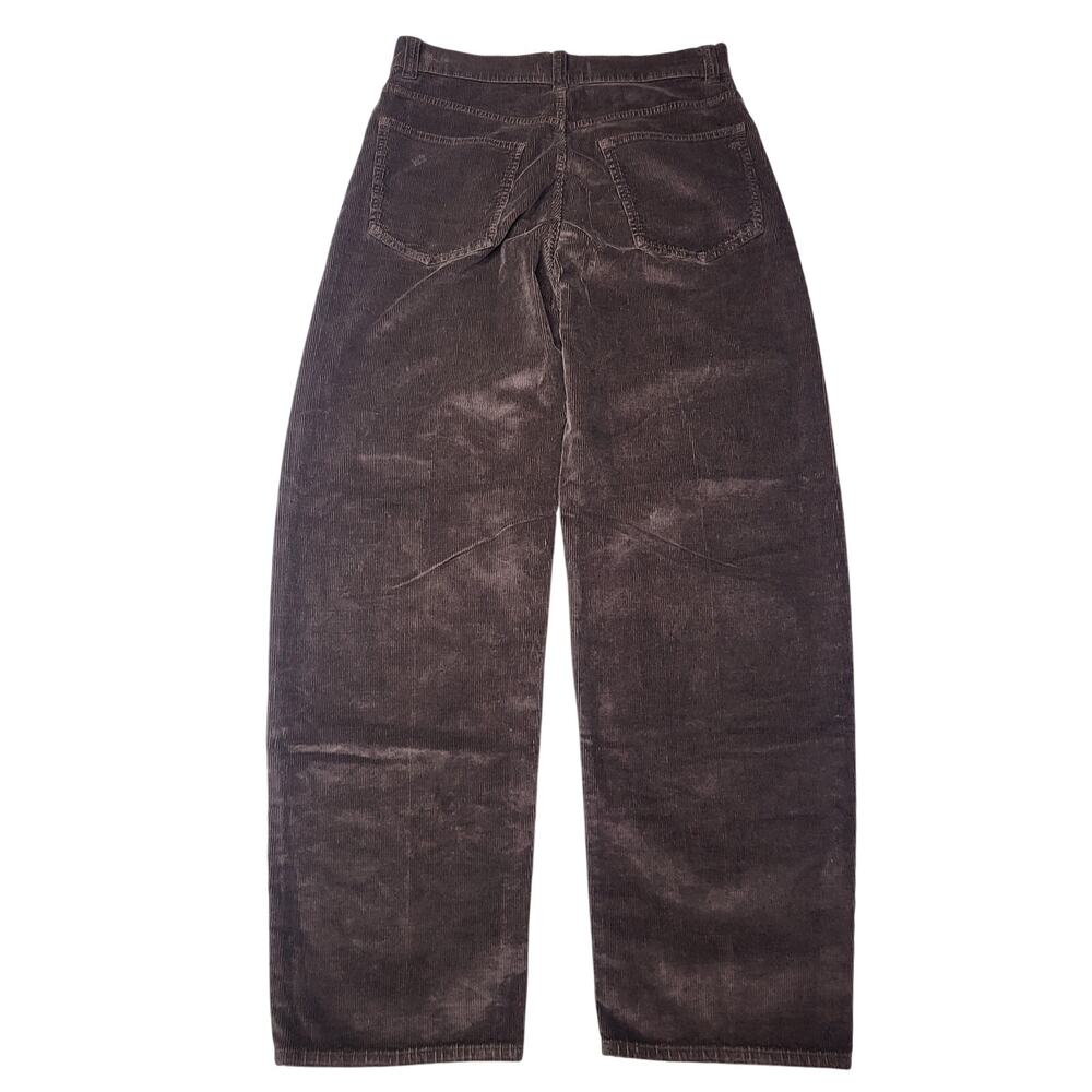 Madewell Petite Balloon Barrel Leg Corduroy Pants Dark Carob Brown Baggy 28P - Picture 4 of 12